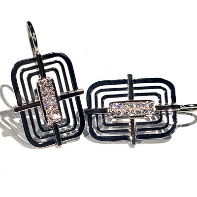 EARRING 927 (large) - Diamonds in 18kt Yellow and White Gold