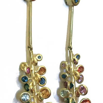 EARRING 936 - Multi-Color Sapphires in 18kt Yellow Gold