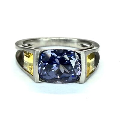 RING 0588 - Spinel and Yellow Sapphire in 18k White Gold