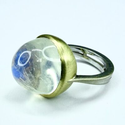 RING 0147 - Blue Moonstone in 18k Yellow and White Gold