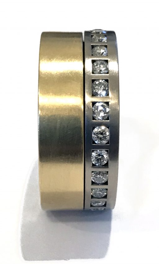 RING A-1000 - Diamonds in 18kt Yellow and White Gold (Spinning Band) - Image 3