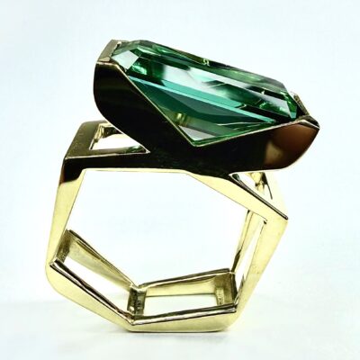 RING 0947 - Blue/Green Tourmaline in 18kt Yellow Gold