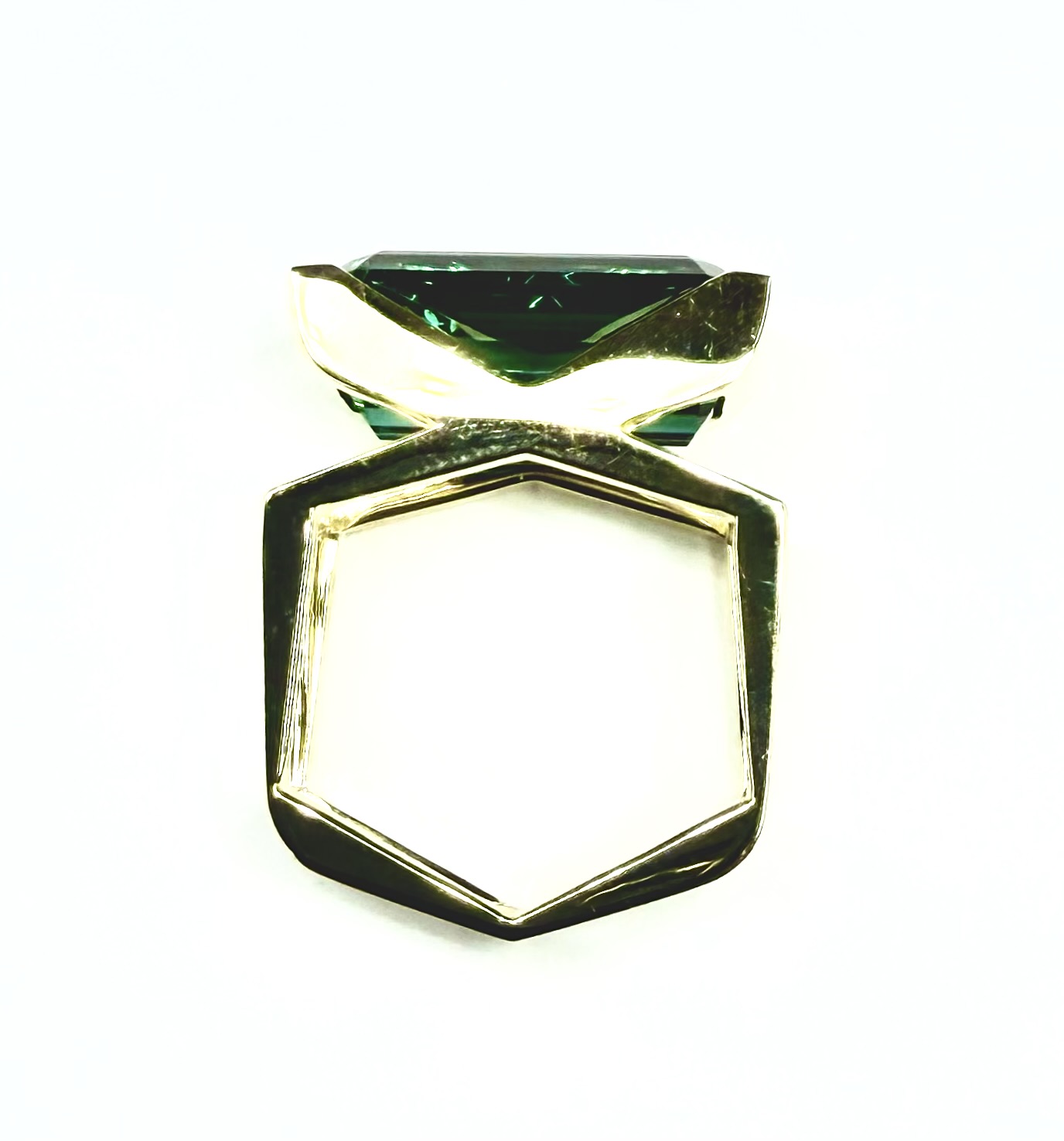 RING 0947 - Blue/Green Tourmaline in 18kt Yellow Gold - Image 2