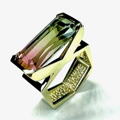 RING 0947 - Watermelon Tourmaline in 18kt Yellow Gold