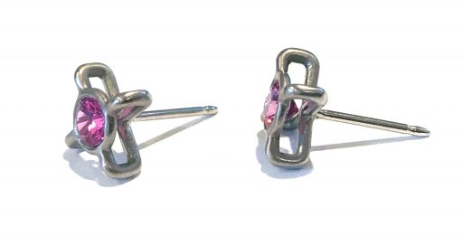 EARRING 614 - Pink Sapphires in 18kt White Gold - Image 3