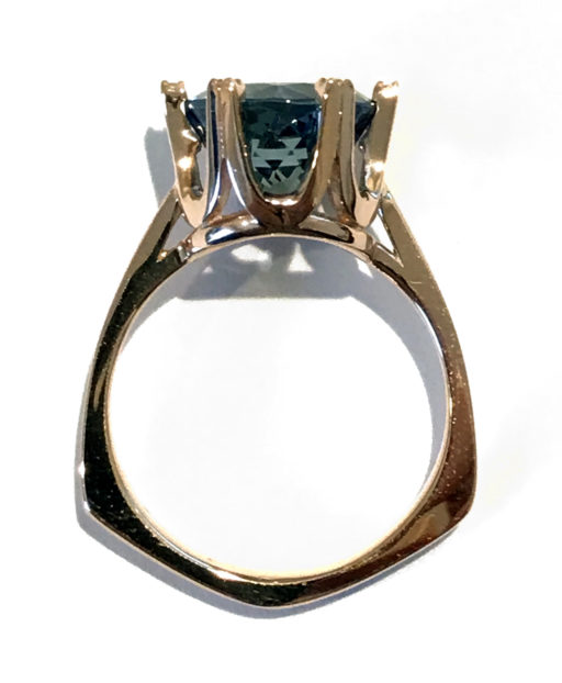 RING 0639 (10mm) - Pink Tourmaline and Diamonds in 18k Rose Gold - Image 3