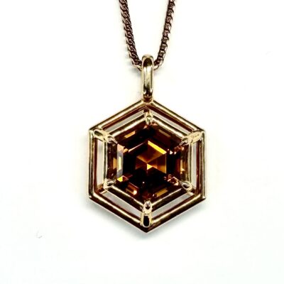 PENDANT 0940 - Citrine in 18k Rose Gold w/chain