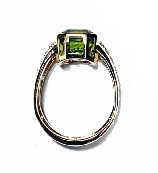 RING A-1029 - Peridot and Diamonds in 18k Rose Gold - Image 8