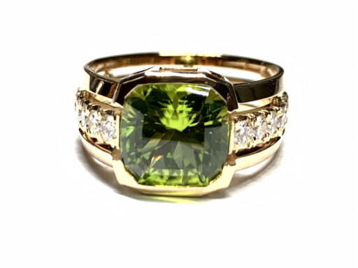 RING A-1029 - Peridot and Diamonds in 18k Rose Gold