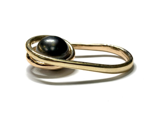 RING A-1042 - Tahitian Pearl in 18k Rose and Yellow Gold - Image 2