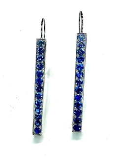 EARRING A-1045 - Ombre Blue Sapphires in 18k White Gold