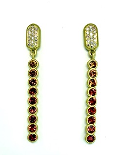 EARRING A-1049 - Multicolor Sapphires and Diamonds in 18k Yellow Gold