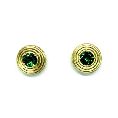 EARRING A-1108 - Tsavorite Garnets in 18k Yellow Gold
