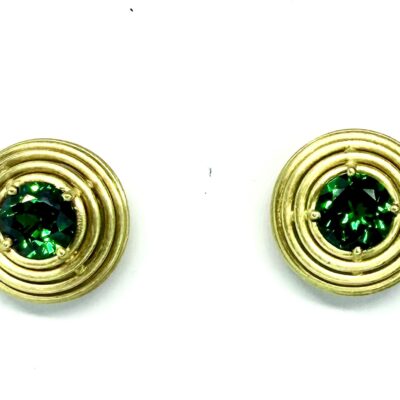 EARRING A-1108 - Tsavorite Garnets in 18k Yellow Gold