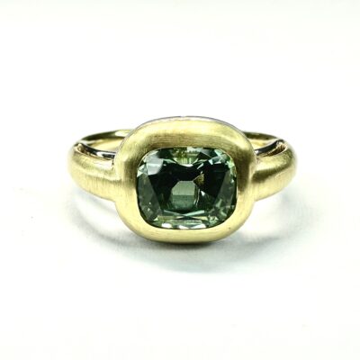 RING A-1090 – Green Tourmaline in 18k Yellow and White Gold