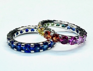RING A-1072 -  Rainbow Sapphires in Platinum