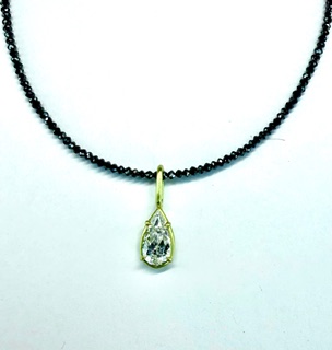 PENDANT 1043 - Pear Shaped Diamond in 18K Yellow Gold