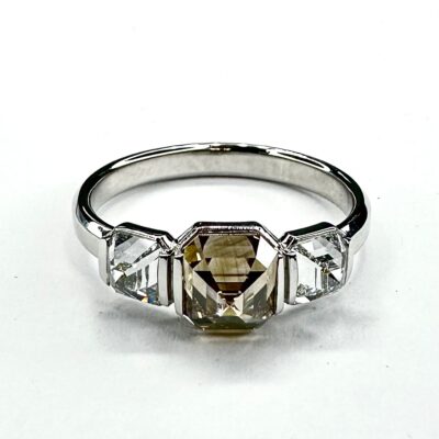 RING A-1111 -  Brown Diamond and Diamonds in Platinum.