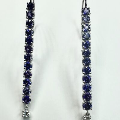 EARRING A-1077 - Ombre Purple Sapphires and Diamonds in 18k White Gold
