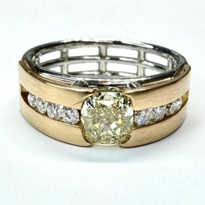 RING A-1085 - Yellow Diamond and Diamonds in 18k Rose and Platinum.