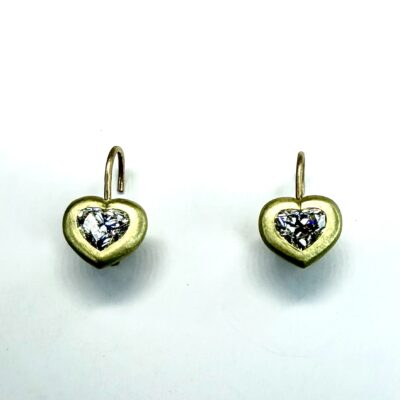 EARRING A-1059 - Heart Shaped Diamonds in 18K Yellow Gold