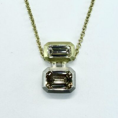 PENDANT 1117 - Diamonds in 18K Yellow Gold and Platinum (w/chain)