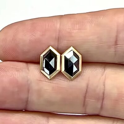 EARRING A-1062 - Black Diamonds in 18kt Rose Gold