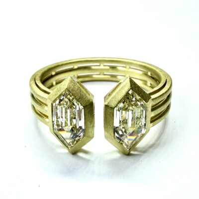 RING A-1123 - Hexagon Diamonds in 18K Yellow Gold