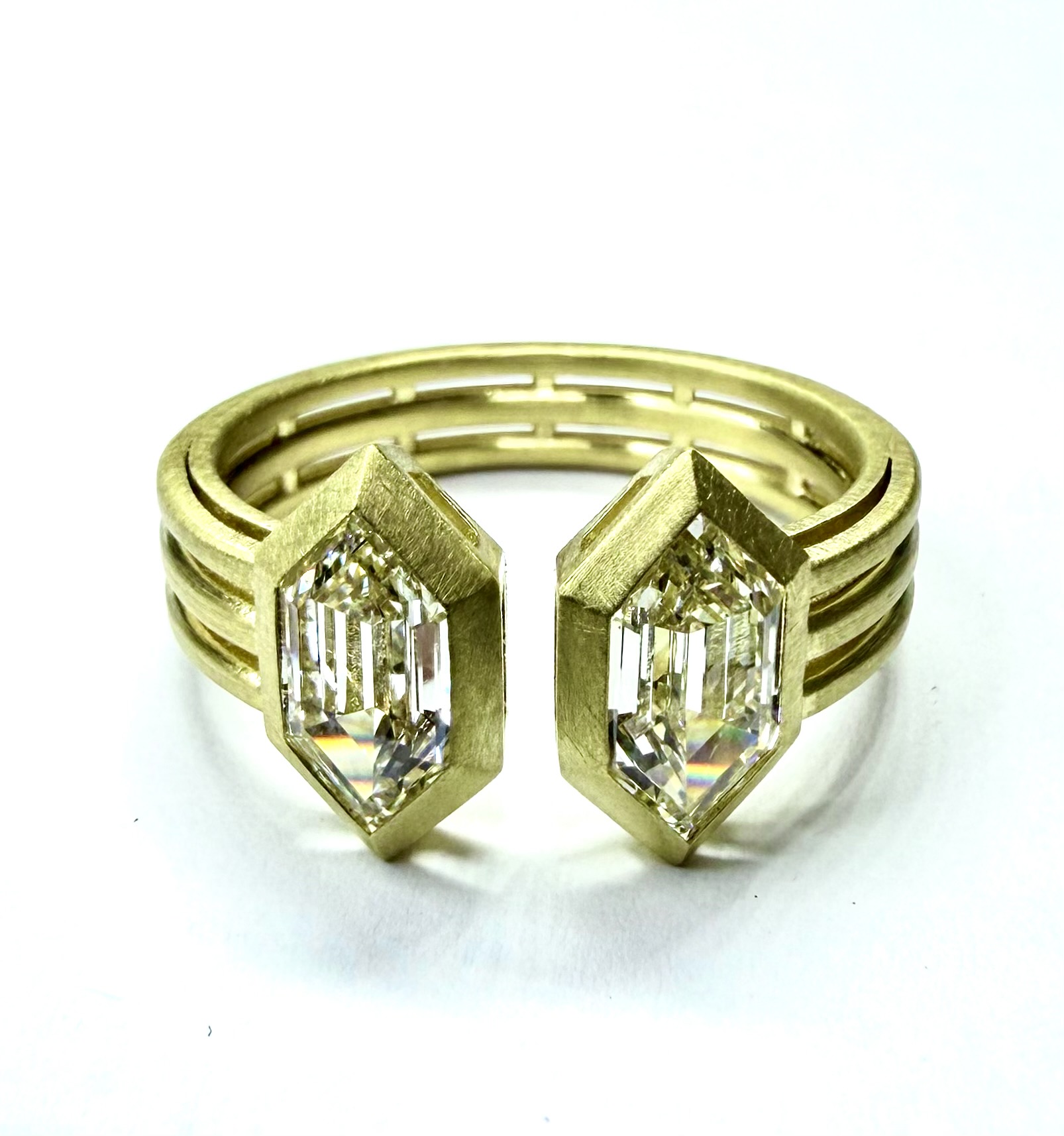 RING A-1123 - Hexagon Diamonds in 18K Yellow Gold