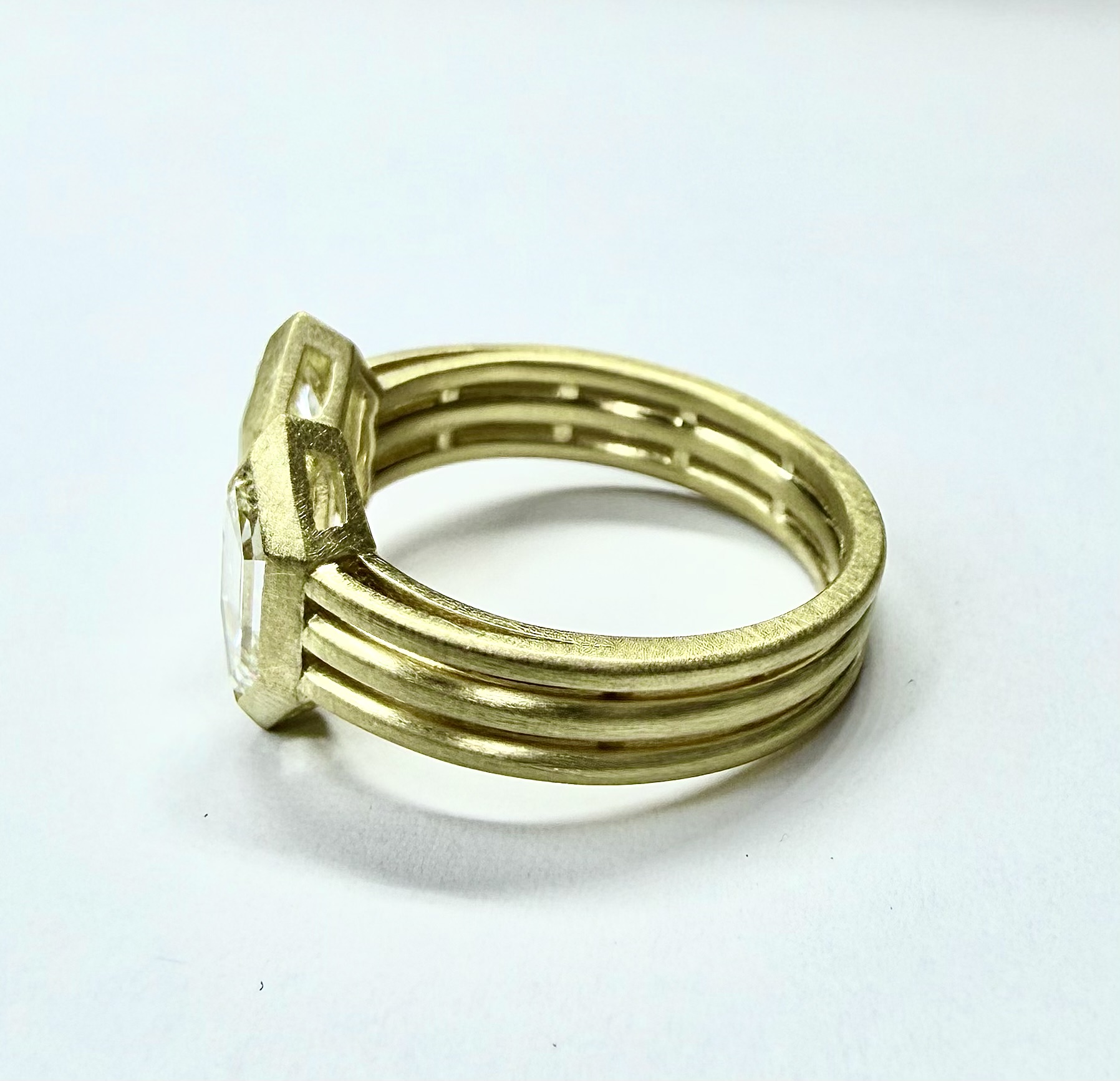 RING A-1123 - Hexagon Diamonds in 18K Yellow Gold - Image 2