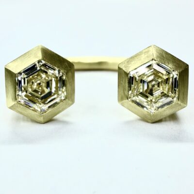 RING A-1135 - Hexagon Diamonds in 18K Yellow Gold
