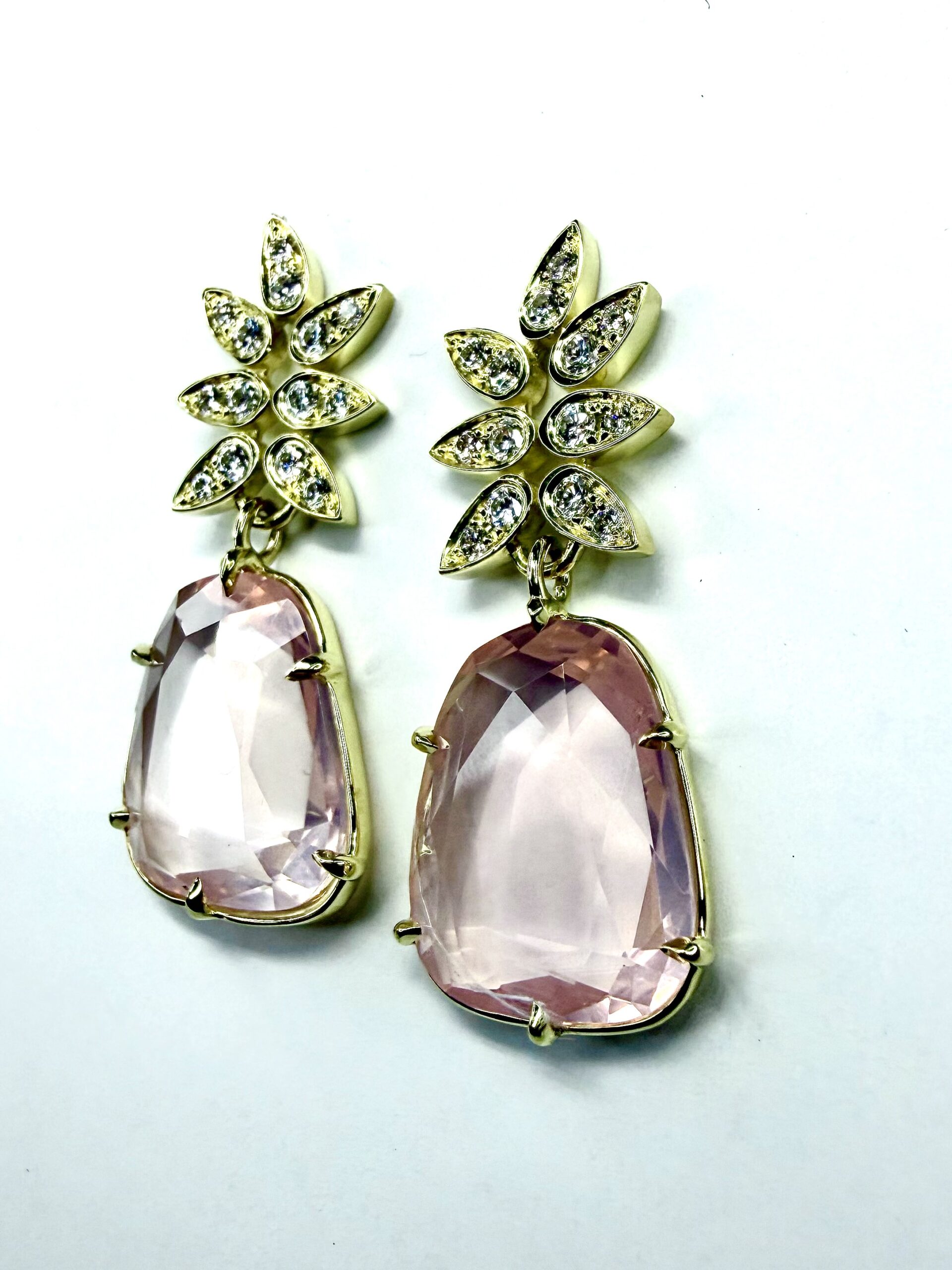 EARRING A-1133 - Morganite and Aquamarine in 18K White Gold - Image 2