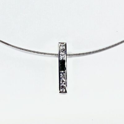 PENDANT 0365 - White Sapphires and Tsavorsites in 18K White Gold (w/chain)