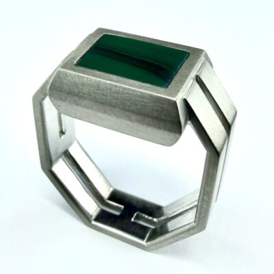 RING 0986 - Malachite in 18K White Gold