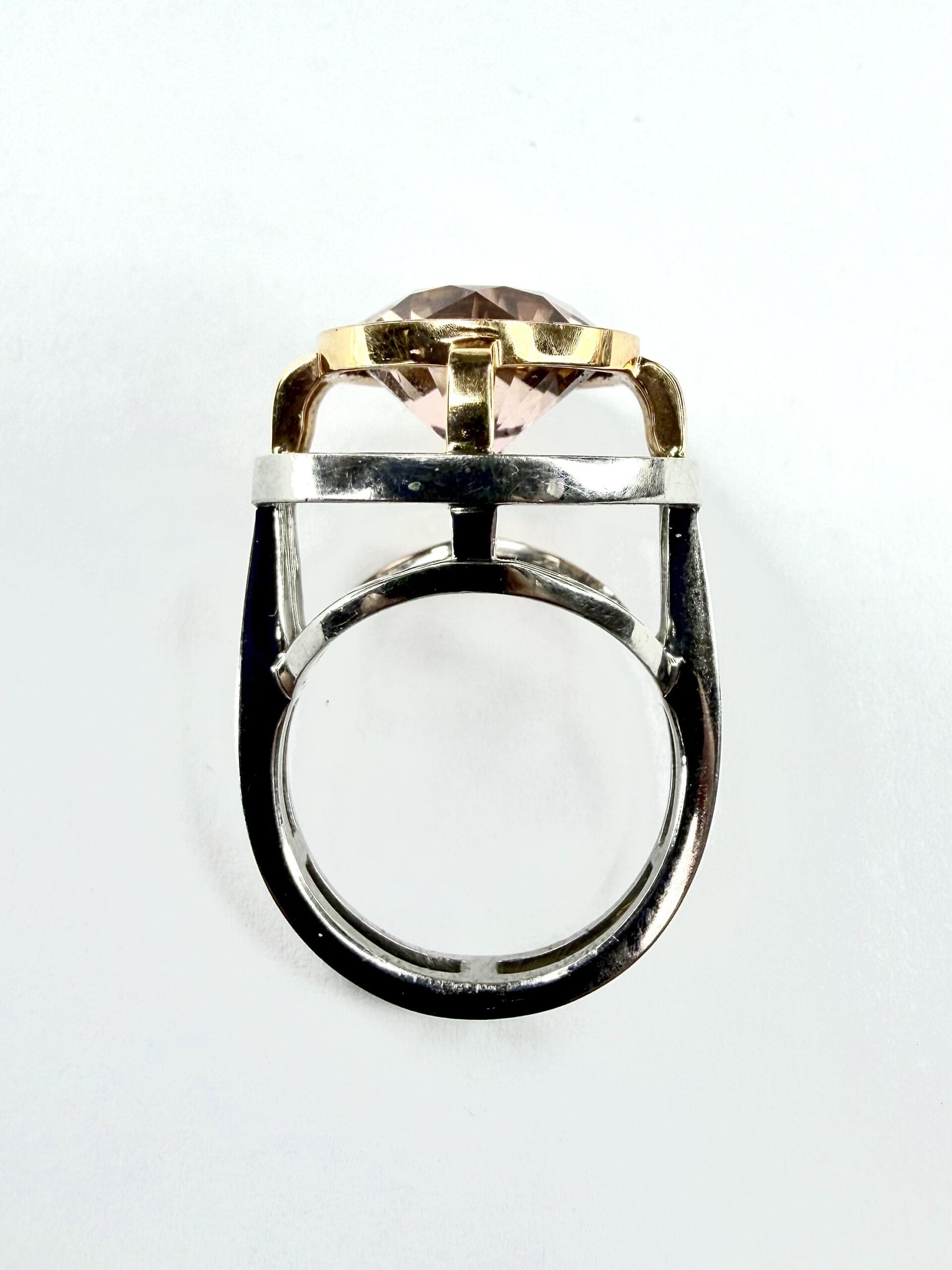 RING 0664 - Pink Tourmaline in 18K Rose and White Gold - Image 3