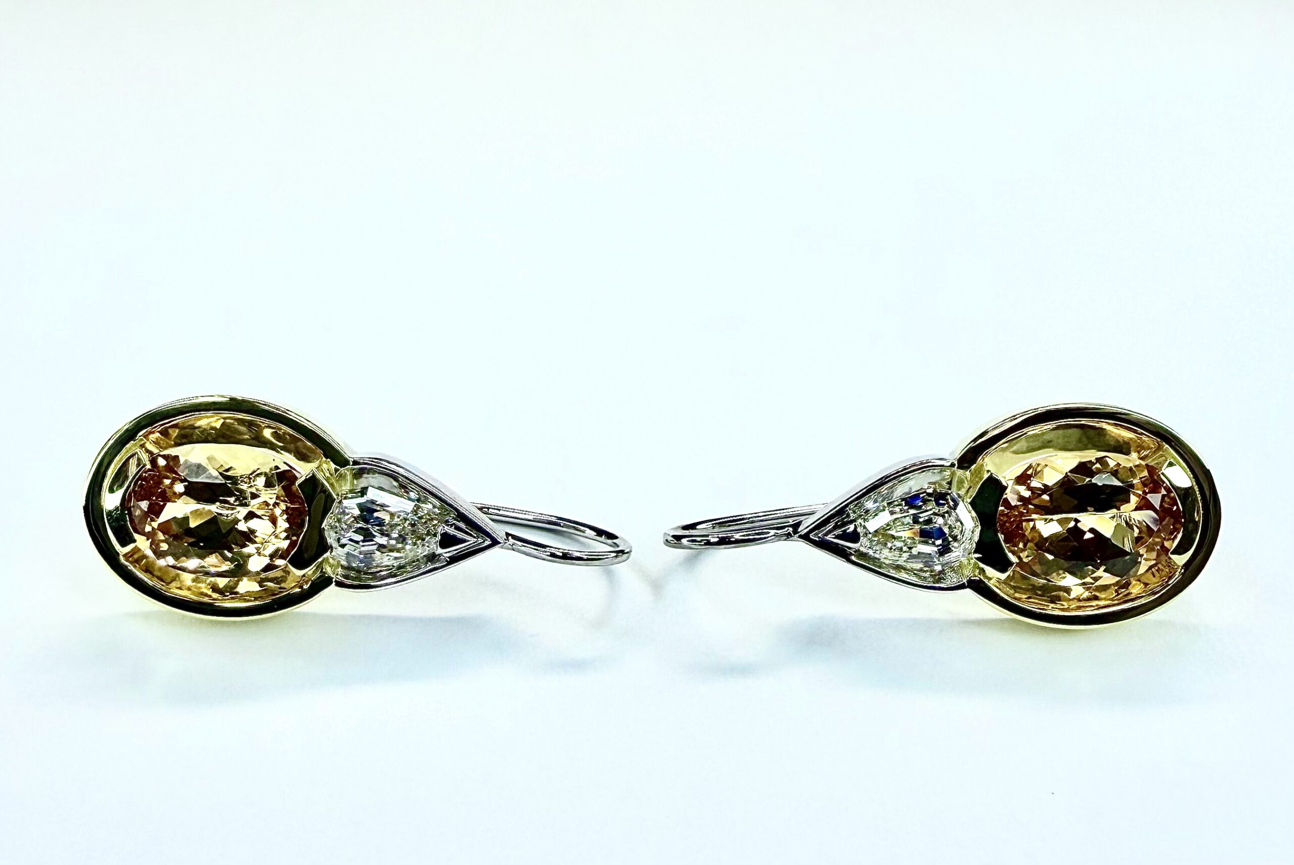 EARRING A-1140 - Imperial Topaz and Diamonds in 18k Yellow and White Gold - Image 2