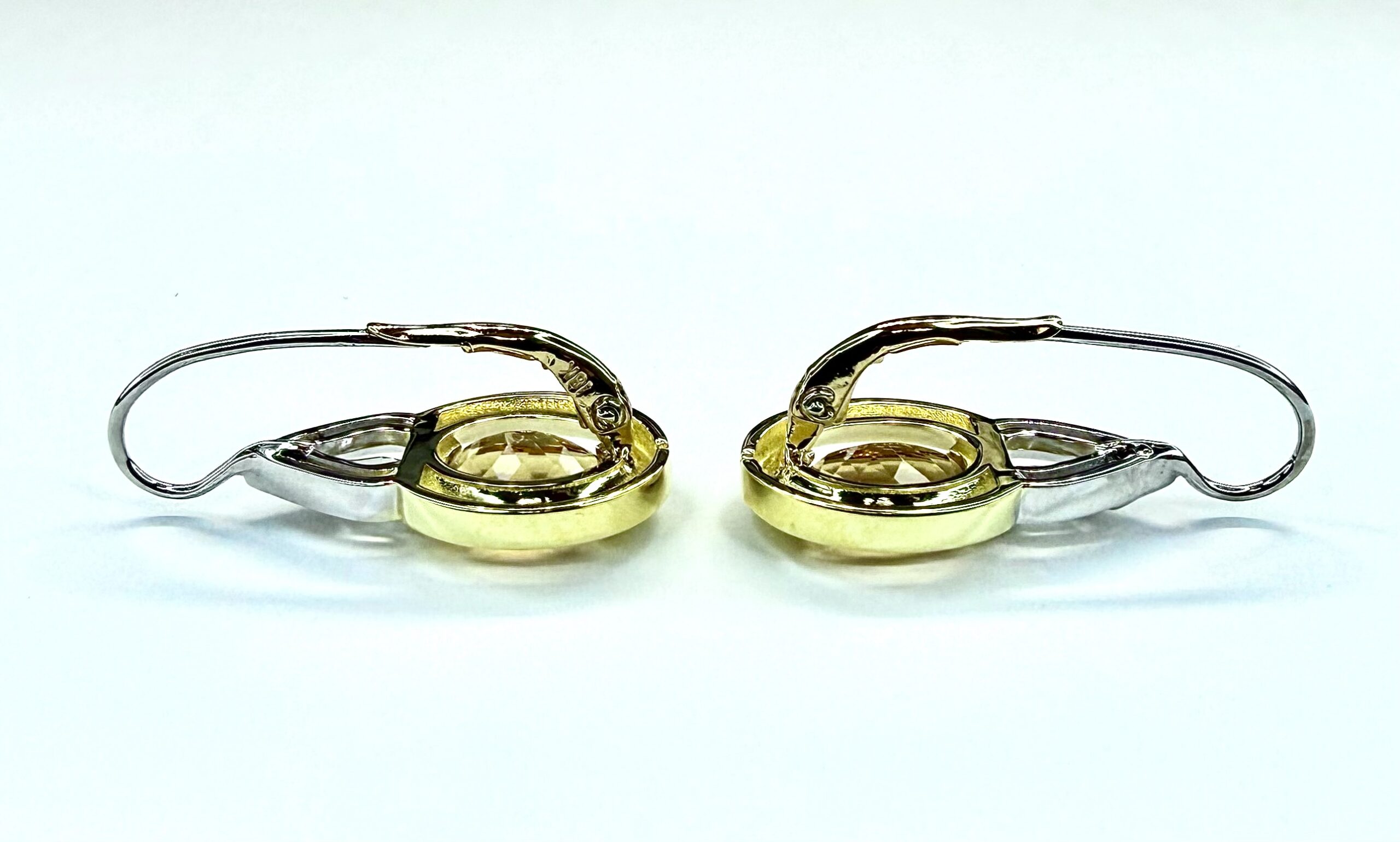 EARRING A-1140 - Imperial Topaz and Diamonds in 18k Yellow and White Gold - Image 3
