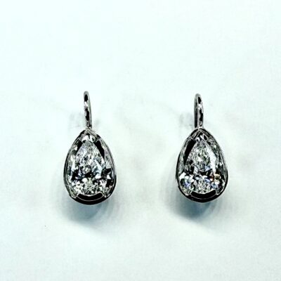 EARRING A-1140 - Pear Shaped Diamonds in 18K White Gold