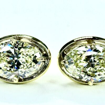 EARRING A-1145 - Oval Diamonds in 18K Yellow Gold