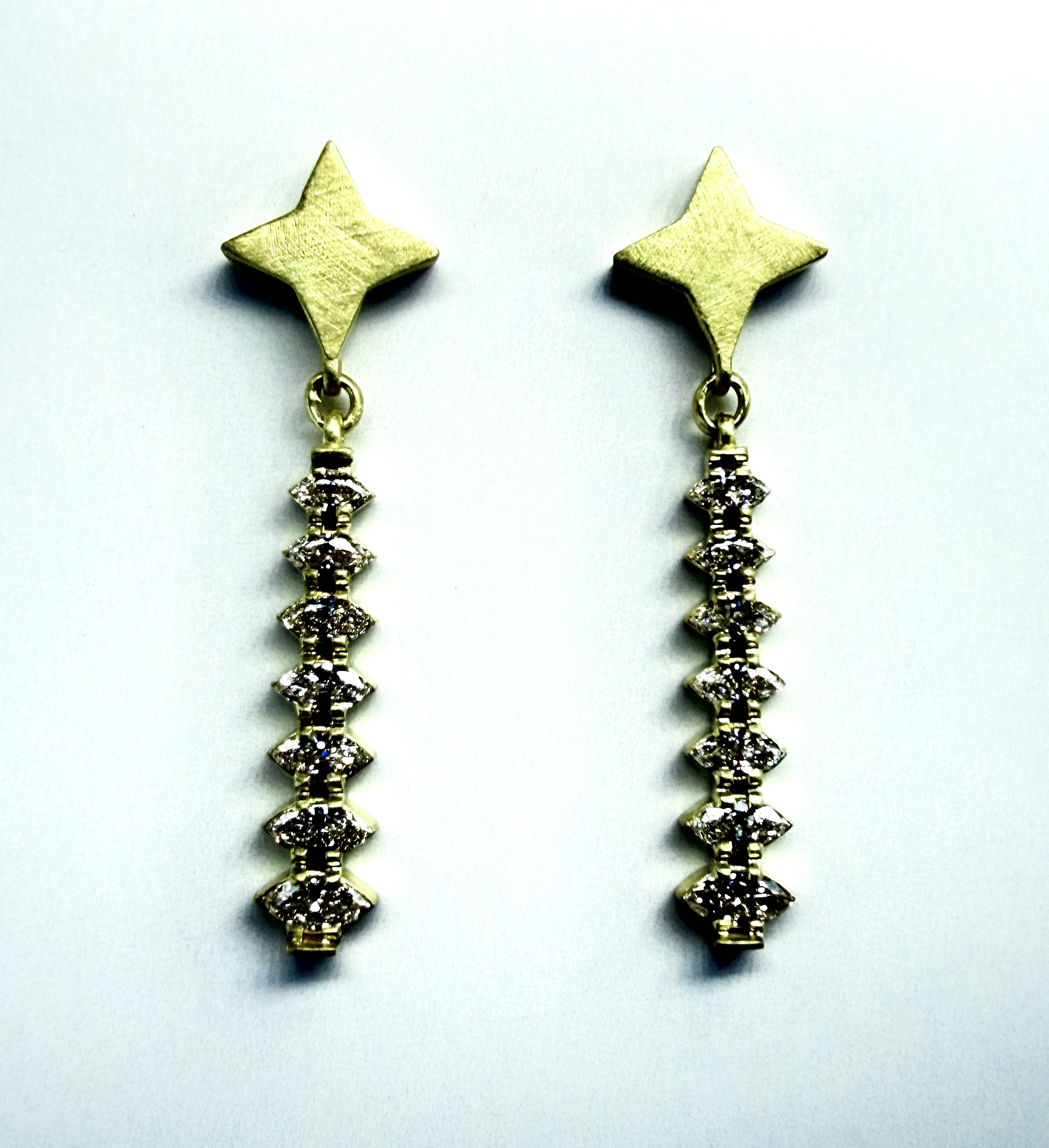 EARRING A-1146 -Marquise Diamonds in 18k Yellow Gold