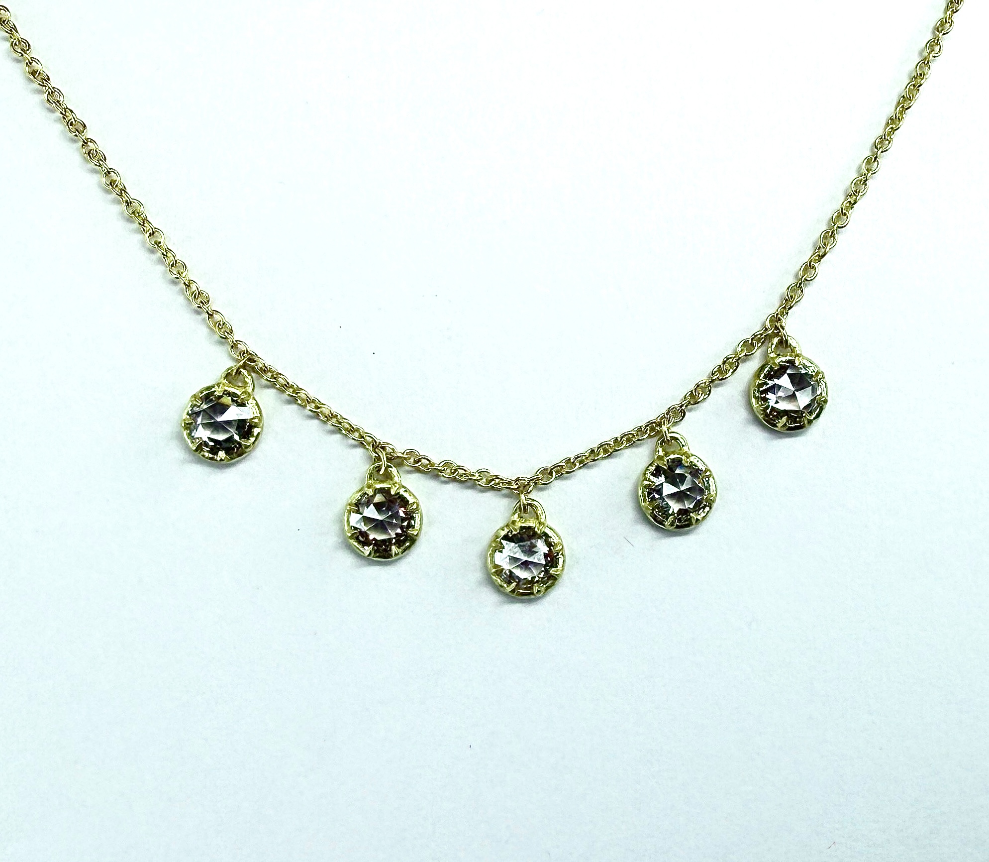 NECKLACE 1075 - Rose Cut Diamonds in 18k Yellow Gold