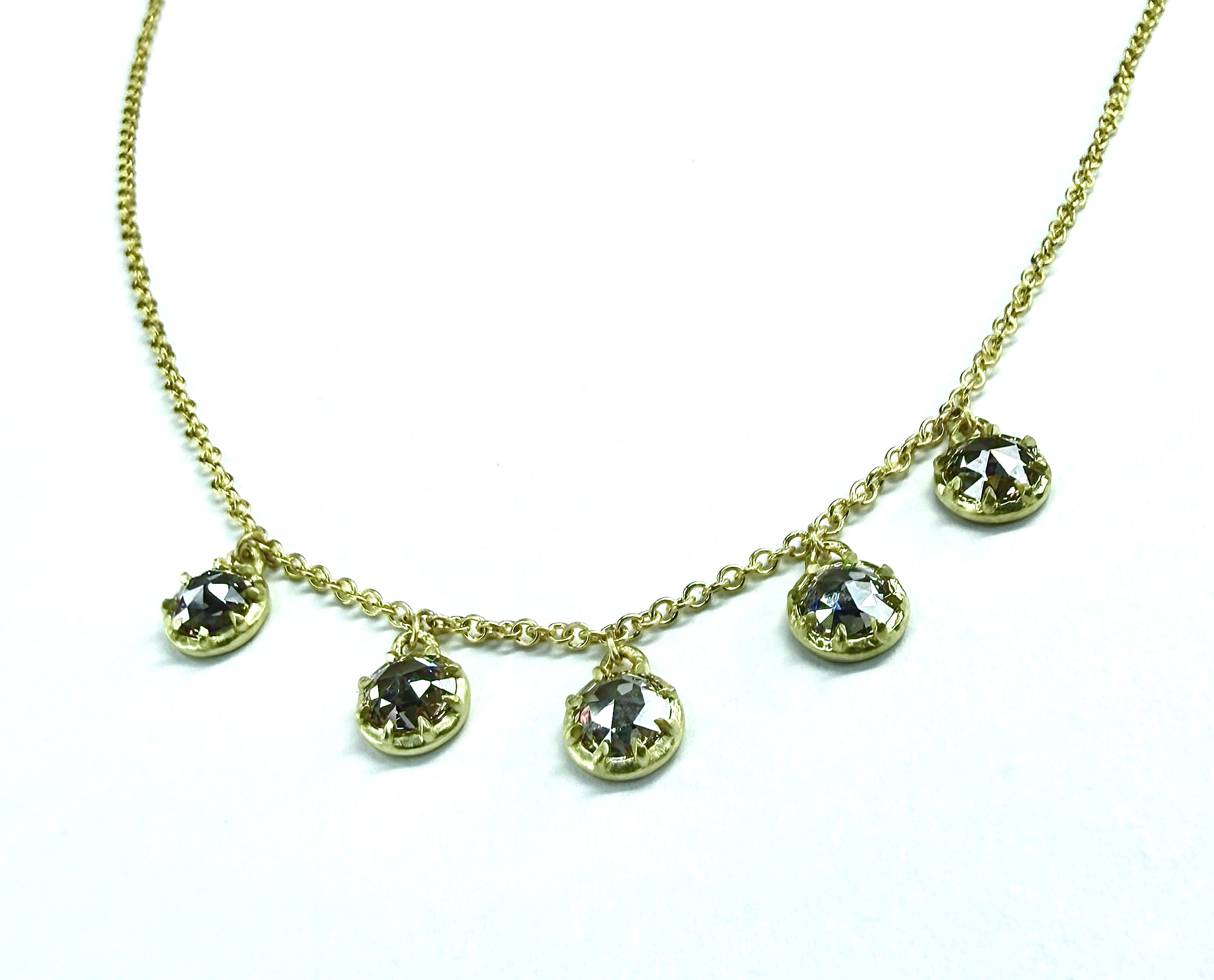NECKLACE 1075 - Rose Cut Diamonds in 18k Yellow Gold - Image 2